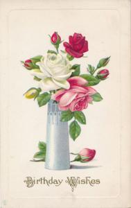 Birthday Wishes - Greetings - Vase of Roses - DB