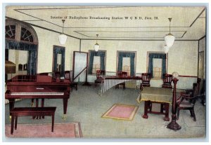 c1910's Interior Of Radiophone Broadcasting Station WCBD Zion IL Radio Postcard