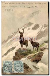 Postcard Old Deer Hunting Biche