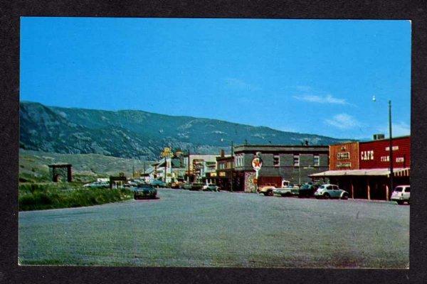 MT Main St Cafe Texaco Sign GARDINER MONTANA Postcard