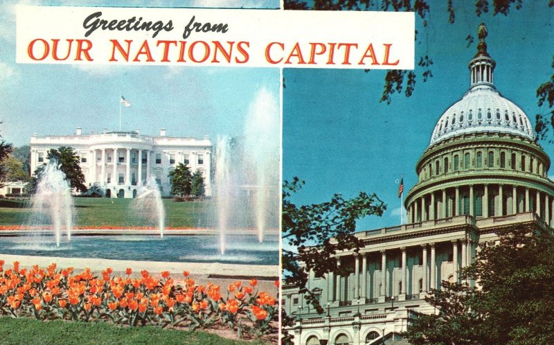 District of Columbia, White House, US Capitol, Nations Capital Greeting Postcard