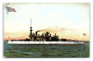 Postcard U. S. S. Indiana Military Battleship