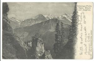 Jungfrau & More, on 1905 Redirected PPC, Schynige Platte & Chester PMK's 