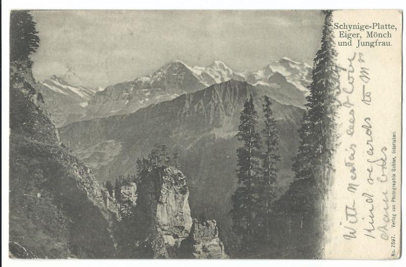 Jungfrau & More, on 1905 Redirected PPC, Schynige Platte & Chester PMK's 