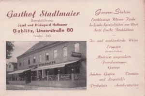 Gasthof Stadlmaier Linzerstrasse Gablitz Austria Old Plain Back Postcard