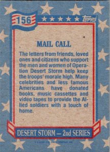 Military 1991 Topps Desert Storm Card Mail Call sk21370