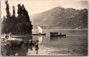 Environs d'Aix-Les-Bains Lac Du Bourget vue sur le Lac et la Dent Chal Postcard