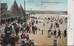 On The Beach at Newport Rhode Island Vintage Postcard C079