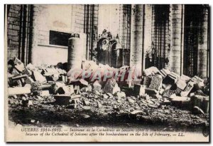 Old Postcard Militaria Interior of the Cathedral of Soissons after the bombing