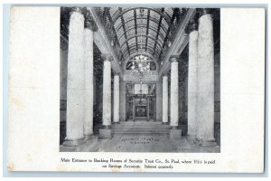 c1905 Main Entrance Of Banking Rooms Security Trust Co. St. Paul MN Postcard