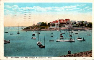 Massachusetts Marblehead Rockmere Hotel and Harbor 1930 Curteich