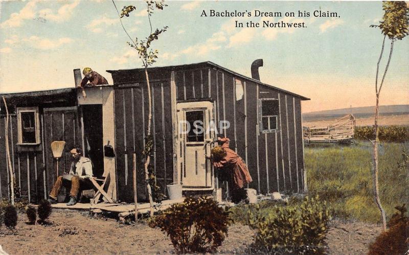 C16/ Cando North Dakota ND Postcard 1913 Bachelor's Dream Cabin Frontier