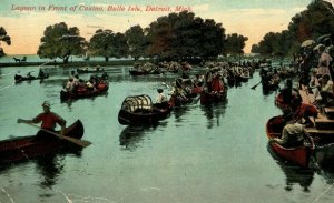 Circa 1910 Boats on Lagoon In Front of Casino Belle Isle, Michigan Vintage P12