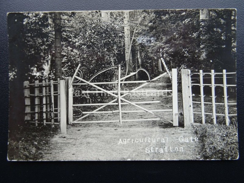 STRATTON Agricultural Gate made with Sythe Rake & Pitchfork Pre 1914 RP Postcard