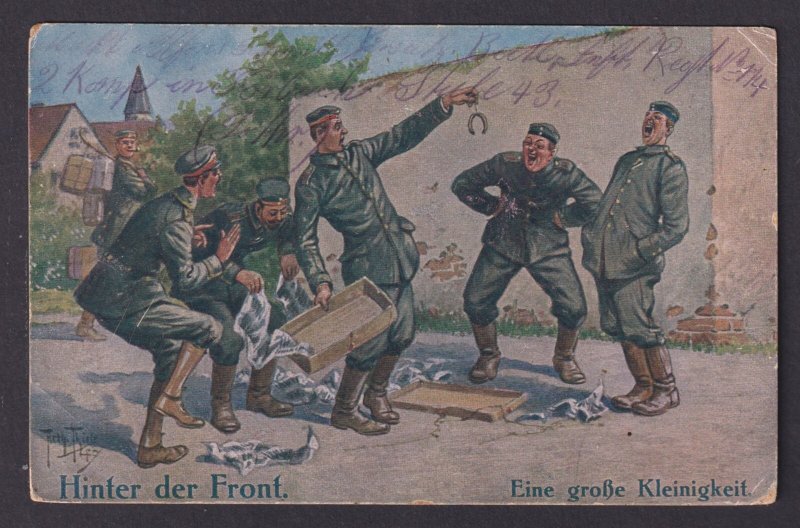 GERMANY, Vintage postcard, Arthur Thiele, Eine große Kleinigkeit., Humor, WWI