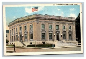 Vintage 1910's Postcard Flag Over US Post Office Building Ashtabula Ohio