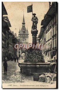 Old Postcard Bern Schutzenbrunnen Und Kafigturm