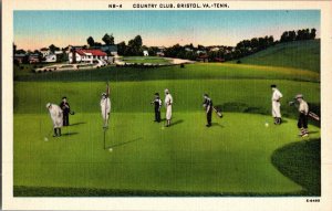 Vintage Linen Postcard Country Club Bristol VA Tenn Golf 1940s KJ1