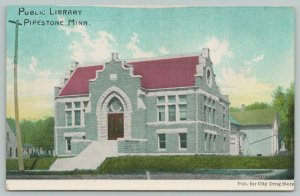 Pipestone Minnesota~Public Library~c1910 Postcard