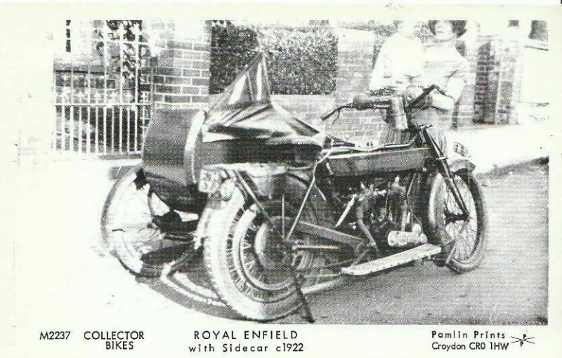 Motor Cycle Transport Postcard - Royal Enfield with Sidecar c1922 - 2115