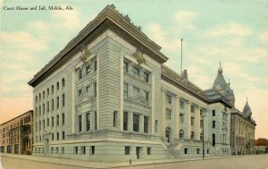 Vintage c1910 Postcard; Court House & Jail, Mobile AL Unposted