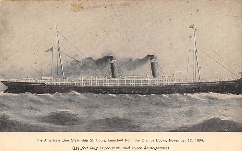 USMS St Louis American Line Ship Unused 