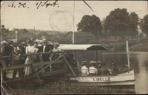Small Steamer Launch Boat Libelle Kersfeld Germany Cancel 1909 Photo Postcard