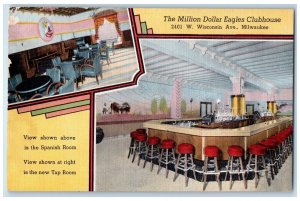 c1940 Million Dollar Eagles Clubhouse Interior Milwaukee Wisconsin WI Postcard