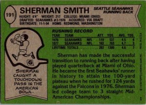 1978 Topps Football Card Sherman Smith Seattle Seahawks sk7459