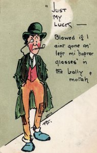 Opera Glasses In Valley Antique Welsh Dialect Wales Comic Postcard