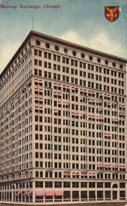 Vintage Postcard 1910's Railway Exchange Building Landmark Chicago Illinois ILL