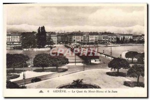 Old Postcard The Geneva Quai du Mont Blanc and the Jura