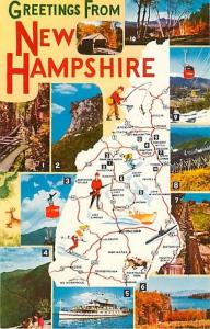 Greetings from New Hampshire Map Postcard NH