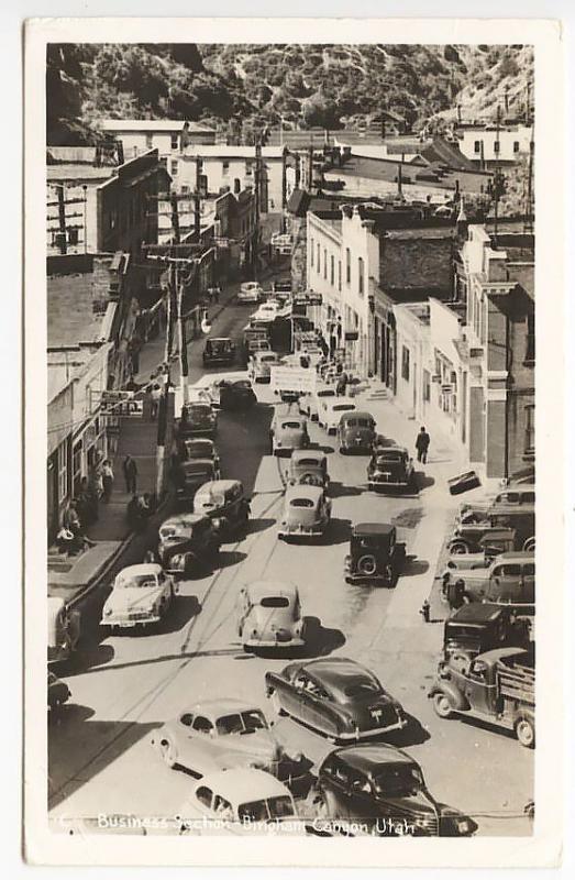 Bingham Canyon UT Street View Store Fronts Old Cars RPPC Real Photo Postcard