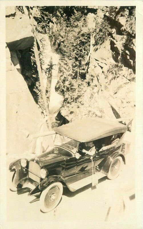 Automobile Road Trip Rocky Road 1920s RPPC Photo Postcard 12682