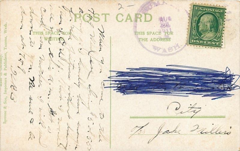 Tacoma Washington~Stately Pierce Co Court House~1911 Postcard