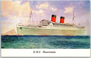 VINTAGE POSTCARD R.M.S. MAURETANIA CRUISE AND TRANSATLANTIC LINER AT SEA 60s