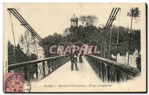 Old Postcard Paris Buttes Chaumont Suspension Bridge