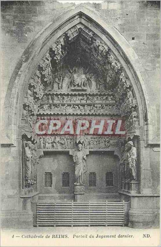 Old Postcard Cathedral of Reims Portal of the Last Judgment