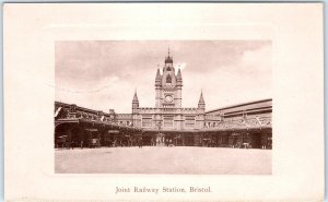c1900s Bristol, England Postcard Joint Railway Station Signs Horse Carriage A376