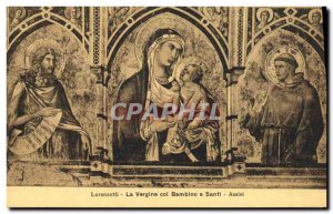 Old Postcard Lorenzetti La Vergine Col Bambino Santi Assisi