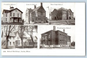 Anoka Minnesota MN Postcard Franklin Lincoln School Buildings Multiview c1910