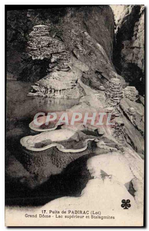 Old Postcard Well of Padirac (Lot) Great Dome upper lake and Stalagmites