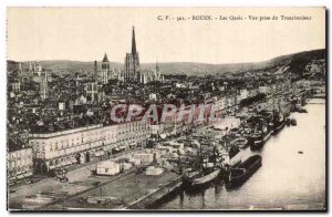 Old Postcard Rouen Docks View from ferry