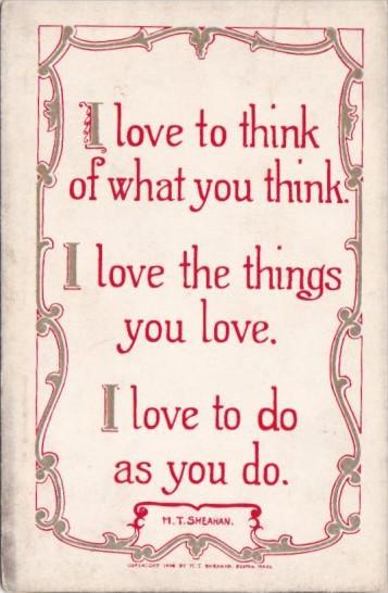 Motto Card I Like To Think Of What You Think by M T Sheahan