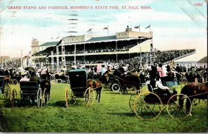 Grand Stand and Paddock, Minnesota State Fair St. Paul MN c1910 Vtg Postcard J56 