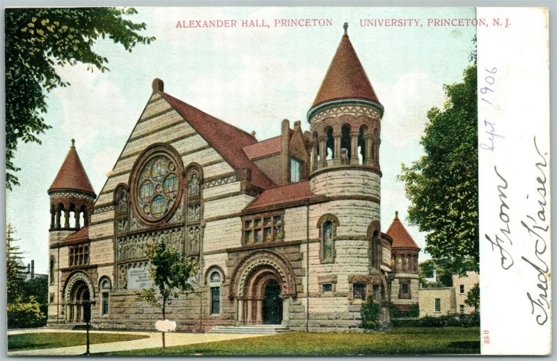 PRINCETON UNIVERSITY NJ ALEXANDER HALL UNDIVIDED ANTIQUE POSTCARD