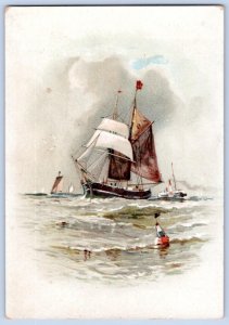 1895 FLEISHMANN & CO COMPRESSED YEAST*CLIPPER SHIP ON THE OCEAN*THICK TRADE CARD