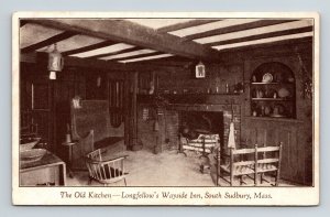 Old Kitchen Longfellows Wayside Inn South Sudbury MA Massachusetts Postcard UNP 