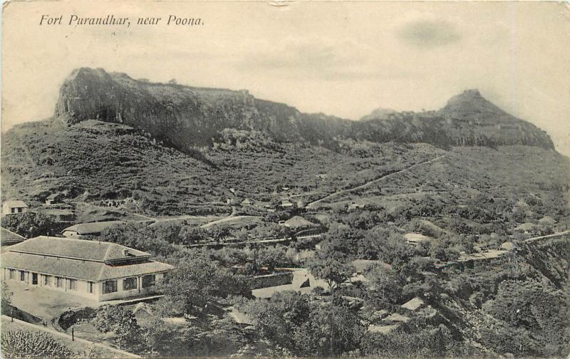 Vintage Postcard Purandar Fort Pune Maharashtra, India